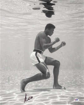 Muhammad Ali Signed 16x20 Under Water Photo (PSA/DNA)